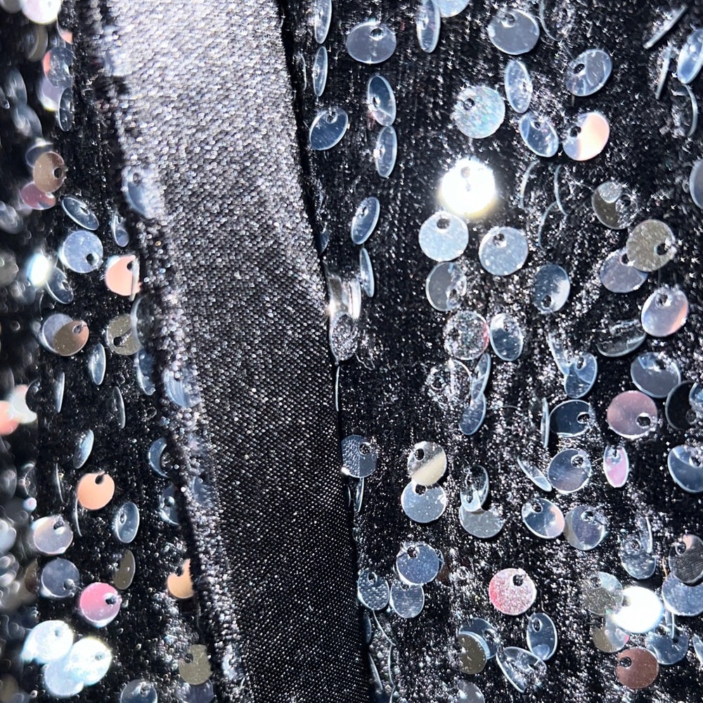 Nanette Lepore Sparkling Sequin Black Bomber Jacket - Picture 6 of 9